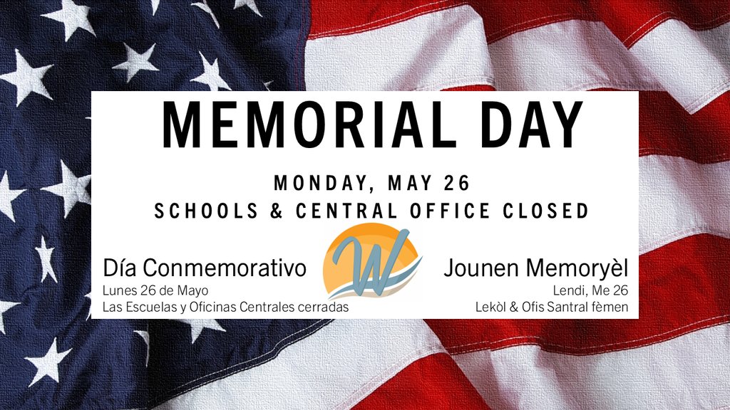Thank you to those who made the ultimate sacrifice in service to our country.

Reminder: Schools and offices of Wicomico County Public Schools are closed today in observance of Memorial Day.