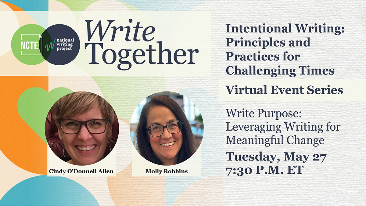 ncte's tweet image. The final Write Together session is this Tuesday. 

Join us and @writingproject for space to reflect, write, and explore how writing drives meaningful change in education. 

Register now: ncte.org/intentional-wr…  

#WriteTogether #NCTE #EducatorSupport #IntentionalWriting