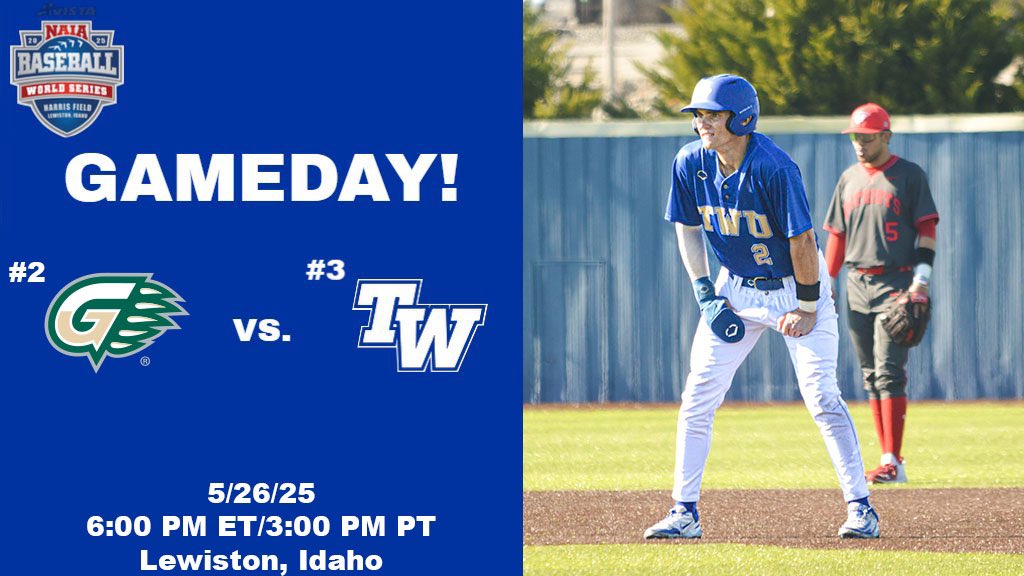 TWU Bulldogs (@twbulldogs) on Twitter photo IT’S WORLD SERIES GAMEDAY! #3 seed <a href="/TWU_Baseball/">Tennessee Wesleyan Baseball</a> is back in action at the 2025 Avista NAIA World Series against #2 seed Georgia Gwinnett College this evening. GAMEDAY info ⤵️:
📍Lewiston, Idaho
⏰ 6:00 PM ET/3:00 PM PT
⚾️vs. GGC
📈bit.ly/3FuYTpK
📹bit.ly/3Z2H5YN IT’S WORLD SERIES GAMEDAY! #3 seed <a href="/TWU_Baseball/">Tennessee Wesleyan Baseball</a> is back in action at the 2025 Avista NAIA World Series against #2 seed Georgia Gwinnett College this evening. GAMEDAY info ⤵️:
📍Lewiston, Idaho
⏰ 6:00 PM ET/3:00 PM PT
⚾️vs. GGC
📈bit.ly/3FuYTpK
📹bit.ly/3Z2H5YN