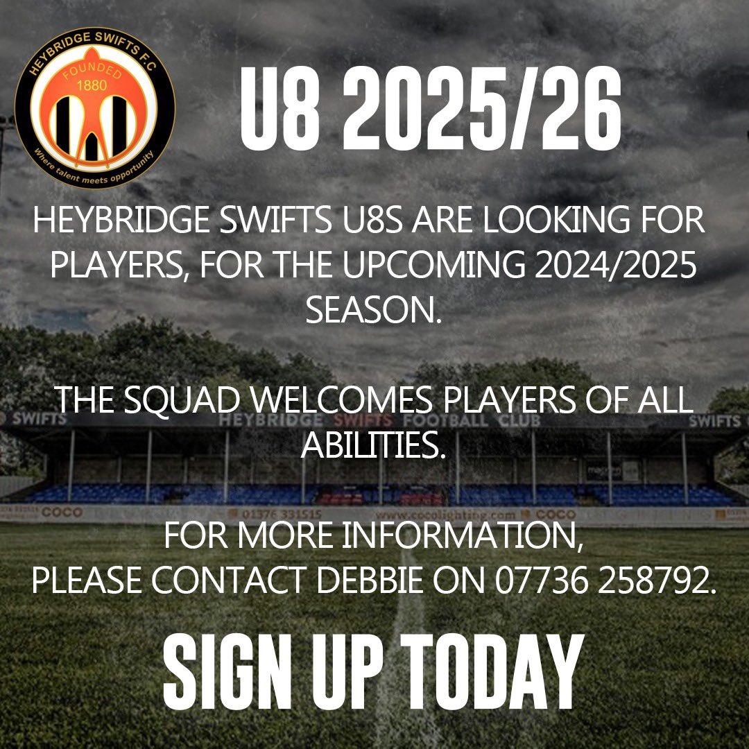 Our U8s are looking for new players! 

See all the information below for how to register your interest. 

#Swifts