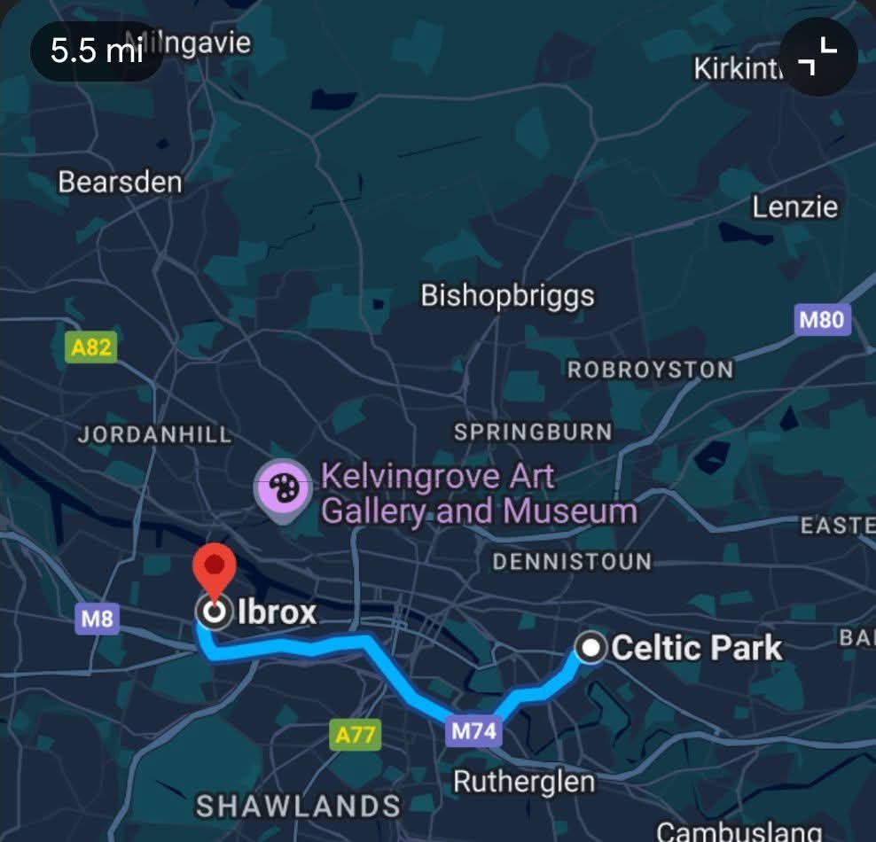 Talk sport asked listeners how far away from a trophy are Rangers? 
A Celtic fan rang in and said about 5 miles 🤣