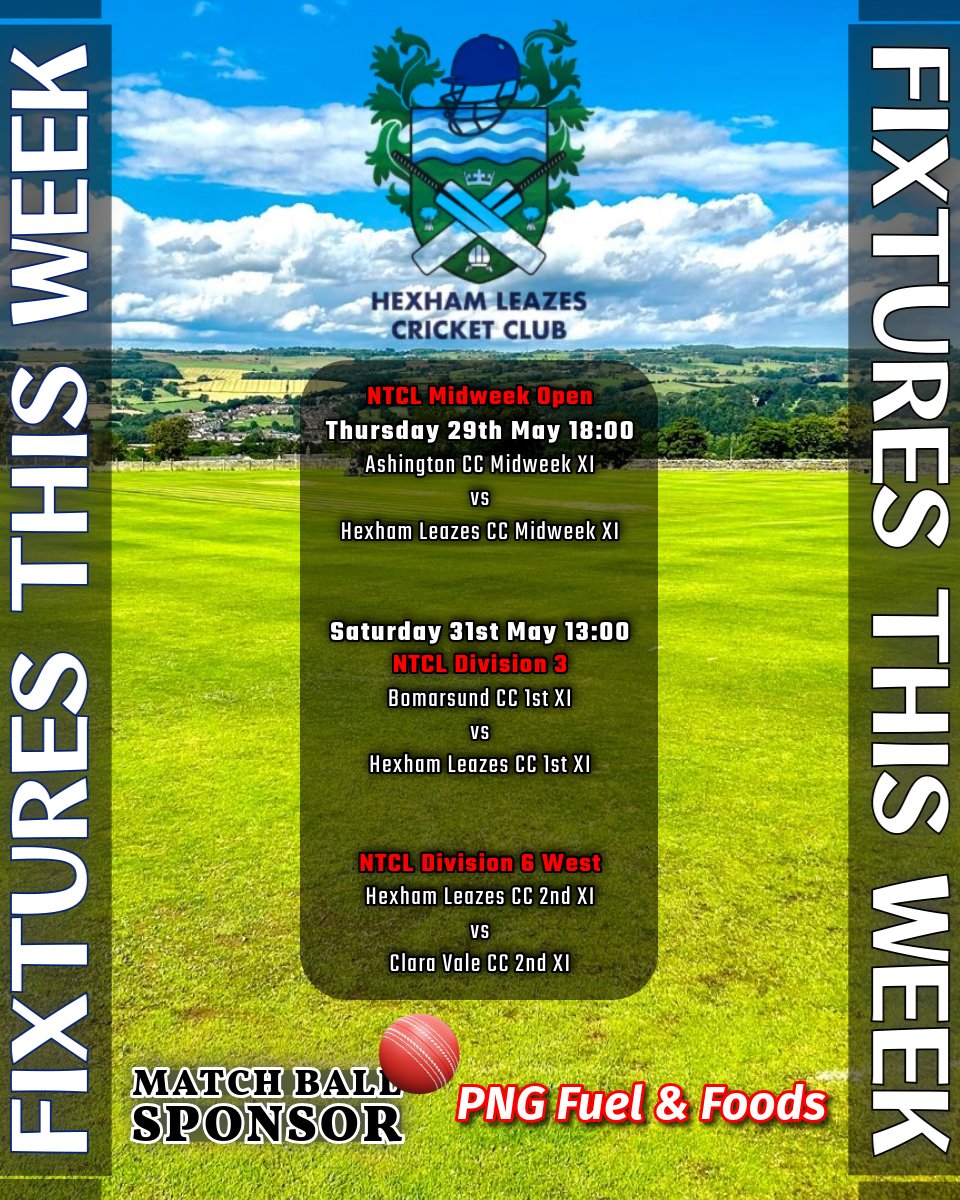 Here's this week's fixtures with a special thank you to PNG Fuel &amp; Foods for their continued support of the club and being this week's sponsor!