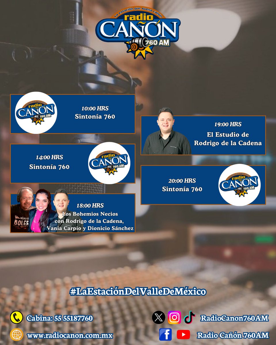 GpoRadioCanon's tweet photo. #Domingo
Aquí te dejamos la programación del día para que disfrutes del mejor contenido radiofónico de #amplitudmodulada 🎙️
Sintonízanos en línea en:
https://t.co/cvNf1S0NAM 💻📱💃🕺🎶🎶 🎙️
#Sintonía760 #760AM 📻🎶 #LaEstaciónDelValleDeMéxico 📻🎙️🎶🎶🎶🎶 https://t.co/iXTlj2JDt8