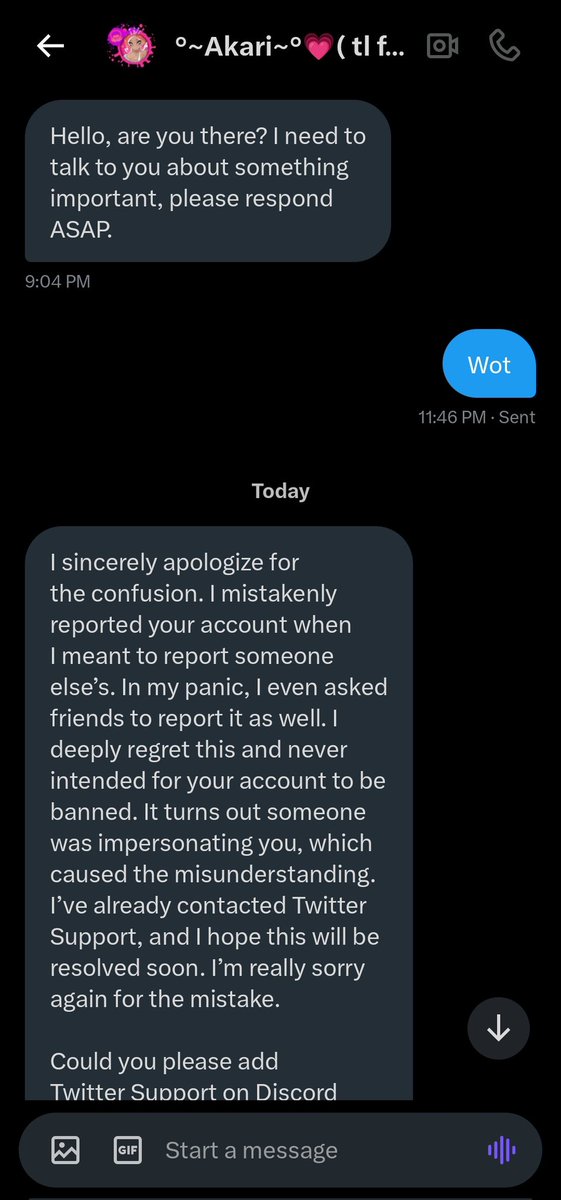 WhinterNSFW's tweet photo. Yeah so they seemed to have been hacked. This is a common trick they do to try and get your own account stolen. I just hope they weren't a victim and that they just got unlucky with some random guy getting into their account. Block and report the acc as stolen. https://t.co/hfUfbnp4yn