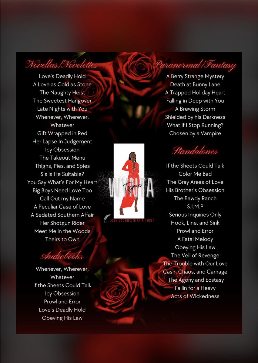 wynta_tyme's tweet photo. Looking for your next read then look no further. There are close to 50 books in my catalogue waiting for you to explore. Enjoy💋🫶🏾

https://t.co/sQACscikiw https://t.co/Jy5O4zONpK