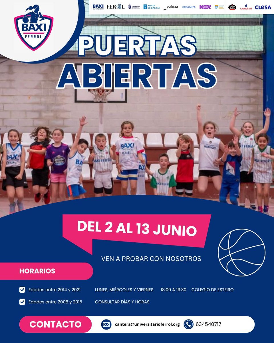 ¿quieres jugar en el Baxi?

ven a conocernos y disfrutar de las jornadas de puertas abiertas.

ven del 2 al 13 de junio al Colegio de Esteiro

ℹ️ en cantera@universitarioferrol.org
