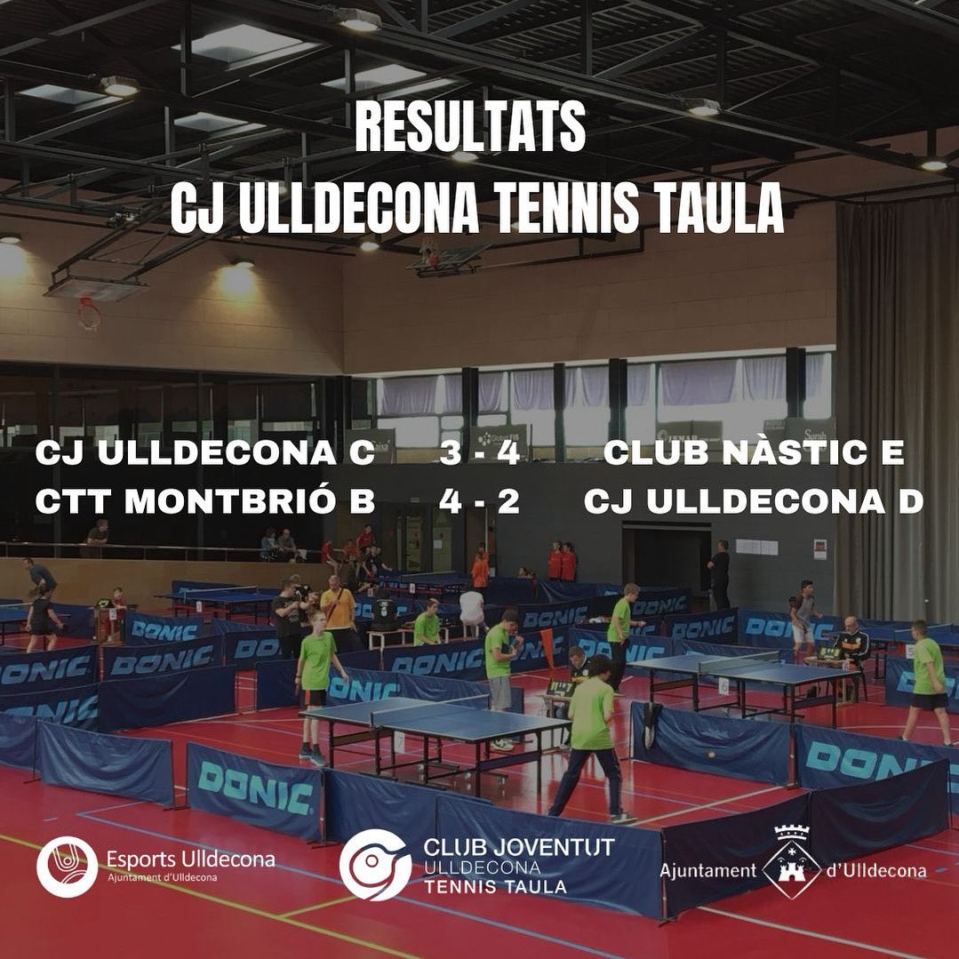 💥🏓Resultats del Club Joventut Ulldecona - Secció Tennis Taula d’aquest cap de setmana🏓💥