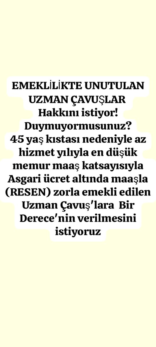 <a href="/ibrahim_0634/">İbrahim Akduman (1)</a> <a href="/alitilkici38/">Ali Tilkici 🇹🇷</a> <a href="/RTErdogan/">Recep Tayyip Erdoğan</a> <a href="/tcsavunma/">T.C. Millî Savunma Bakanlığı</a> <a href="/tcbestepe/">T.C. Cumhurbaşkanlığı</a> <a href="/TC_icisleri/">T.C. İçişleri Bakanlığı</a> <a href="/_cevdetyilmaz/">Cevdet Yılmaz</a> <a href="/TEMUD_2024/">Türkiye Emekli Uzman Erbaşlar Derneği (TEMUD)</a> <a href="/Akparti/">AK Parti</a> <a href="/nacibostanci/">M. Naci Bostancı</a> <a href="/akbasogluemin/">Av. M.Emin AKBAŞOĞLU 🇹🇷</a> <a href="/AliYerlikaya/">Ali Yerlikaya</a> <a href="/UlviYonter/">Dr.İzzet Ulvi YÖNTER</a> <a href="/dbdevletbahceli/">Devlet Bahçeli</a> <a href="/mustafaelitas/">Mustafa Elitaş</a> <a href="/erkanakcay45/">Erkan Akçay</a> <a href="/dijital/">Dijital</a> <a href="/memetsimsek/">Mehmet Simsek</a> <a href="/alitilkici38/">Ali Tilkici 🇹🇷</a>
#UzmanÇavuşlar
#EmekliUzmanÇavuş
#MalülUzmanÇavuş