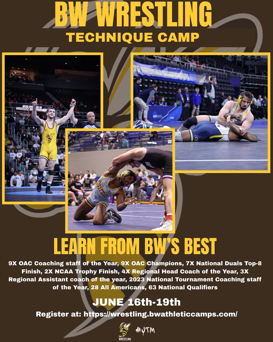 ❗️June 16th-19th❗️Don’t forget to sign up!! This is an awesome opportunity to learn from some of the best wrestlers in the country!! Go to wrestling.bwathleticcamps.com 
#JTM