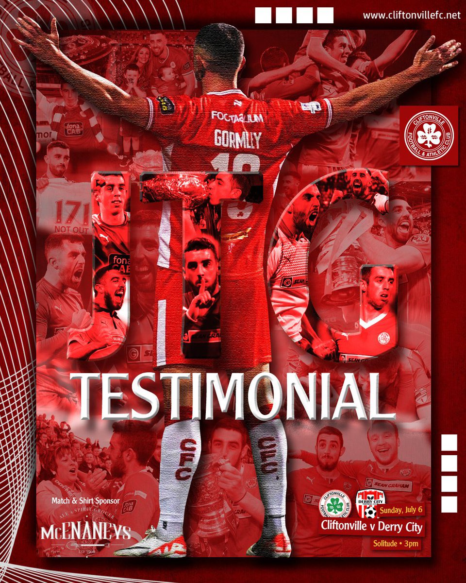 ⚽️ Derry City FC will play Cliftonville at Solitude on Sunday 6 July in a Testimonial game for Joe 'The Goal' Gormley.

Tickets on sale now: cliftonvillefc.ticketco.events/uk/en/e/joe_go…