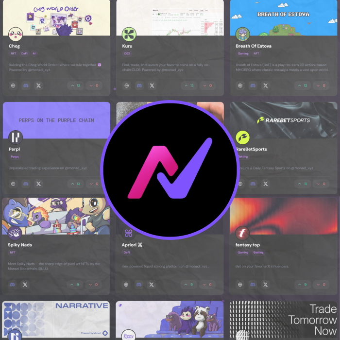 Naddify is a community-driven hub where users can discover and support new and promising projects building on the Monad blockchain.   

Contribute to the Monad ecosystem by voting!

naddify.xyz