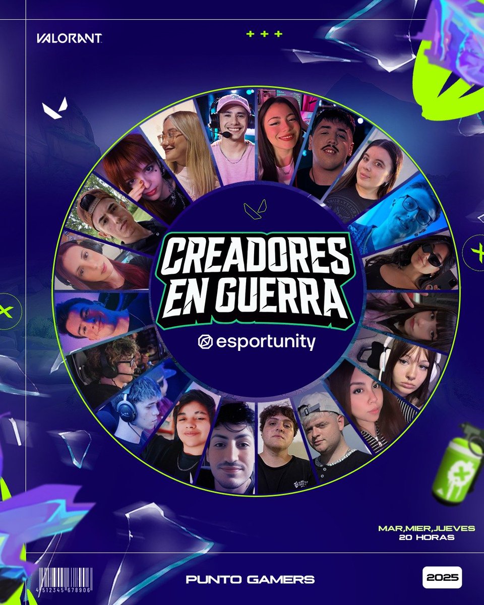 PUNTO GAMERS (@puntogamers_) on Twitter photo ¡Creadores en Guerra se une a Esportunity!
20 creadores de contenido dicen presente en el evento de Valorant a partir de mañana 🍀🚀
⏰ 20:00H
📺 Twitch.tv/puntogamers_
Nos acompaña <a href="/esportunitygg/">esportunity</a>, la red social de los esports. ¡Creadores en Guerra se une a Esportunity!
20 creadores de contenido dicen presente en el evento de Valorant a partir de mañana 🍀🚀
⏰ 20:00H
📺 Twitch.tv/puntogamers_
Nos acompaña <a href="/esportunitygg/">esportunity</a>, la red social de los esports.