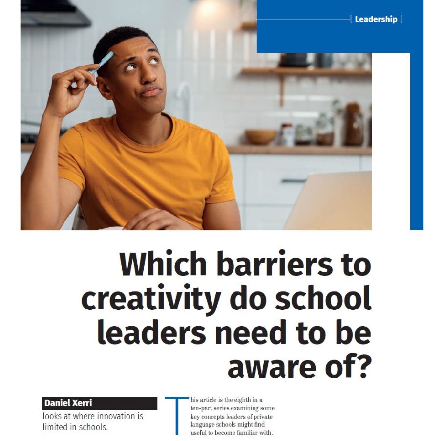 Daniel Xerri (@danielxerri) on Twitter photo Why does creativity stall in schools, and what can leaders do about it? This piece in <a href="/ModEngTeacher/">ModernEnglishTeacher</a> explores the internal and external factors limiting innovation in private language schools and challenges common myths about creativity.
modernenglishteacher.com Why does creativity stall in schools, and what can leaders do about it? This piece in <a href="/ModEngTeacher/">ModernEnglishTeacher</a> explores the internal and external factors limiting innovation in private language schools and challenges common myths about creativity.
modernenglishteacher.com