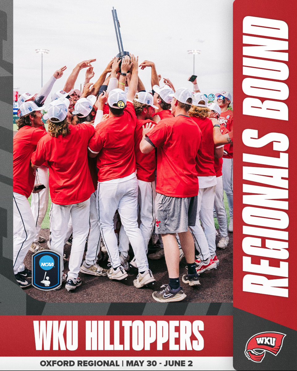 Conference USA (@conferenceusa) on Twitter photo 🚨 REGIONALS BOUND 🚨
The CUSA Tournament Champions are headed to the Oxford Regional❗️
#NoLimitsOnUs | <a href="/WKU_Baseball/">WKU Baseball</a> 🚨 REGIONALS BOUND 🚨
The CUSA Tournament Champions are headed to the Oxford Regional❗️
#NoLimitsOnUs | <a href="/WKU_Baseball/">WKU Baseball</a>