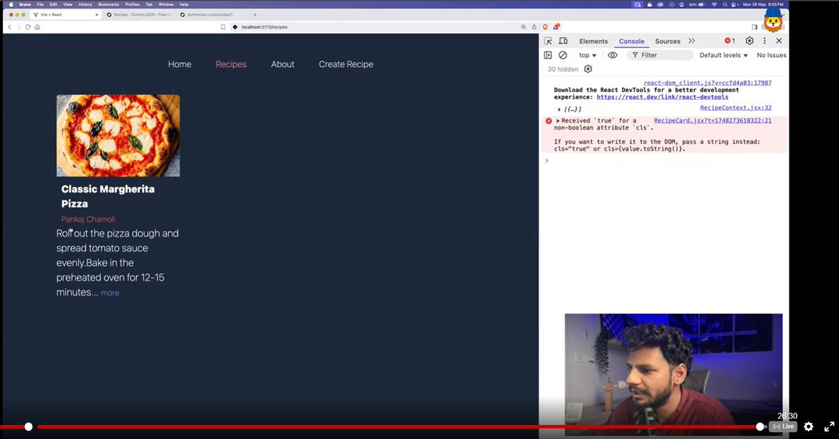 isha_singh06's tweet image. 🚀#Day78 #class78 of My Web Development Journey at @sheryians_ 

Today was all about learning something truly essential — how to handle Update and Delete functionalities in React, and how to implement dynamic content updates in a Recipe Website. 🤩

🔄 Update and Delete in React