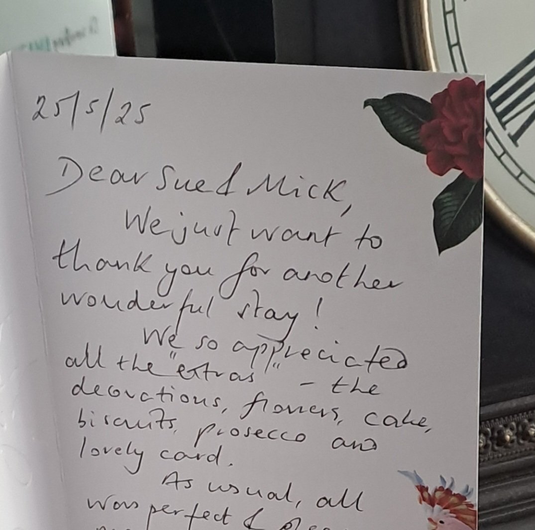 It was lovely to welcome our guests back for their 5th stay for the WW11 weekend.How fabulous do they look.

Thank you both for your beautiful 'Thank You' card and kind words
#holidayhome 
#1940s
#ww11 
#ironbridge