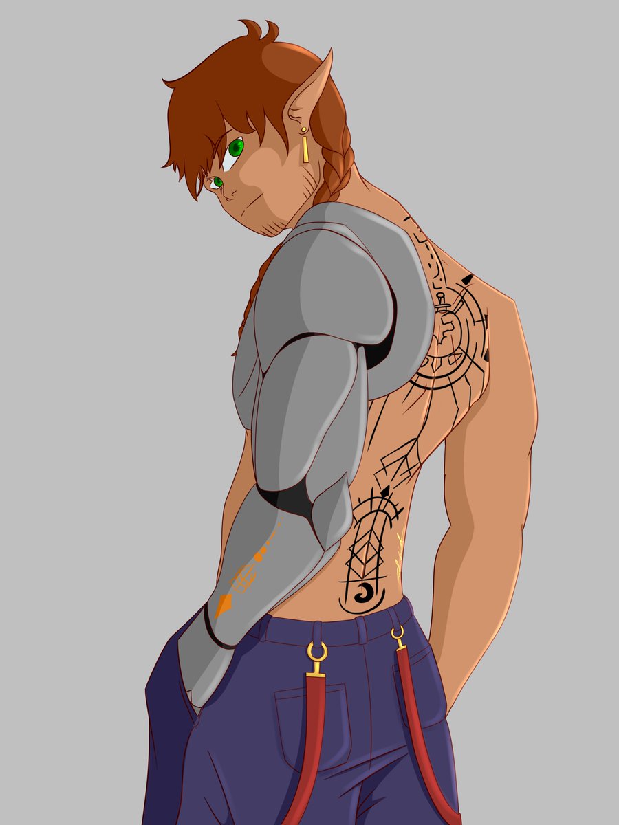 firenife36's tweet photo. Finished picture of Alex.
Wanted to make a piece that showcased his back tattoos.
#guildleader #guild #oc #archfae #fae #back #muscle #bionicarm #roboticarm #robotics #shirtless #greeneyes #phoenix #progress #originalcharacter #oc #wip #vtuber #earring #braid #jewlery https://t.co/YOXb472YM6
