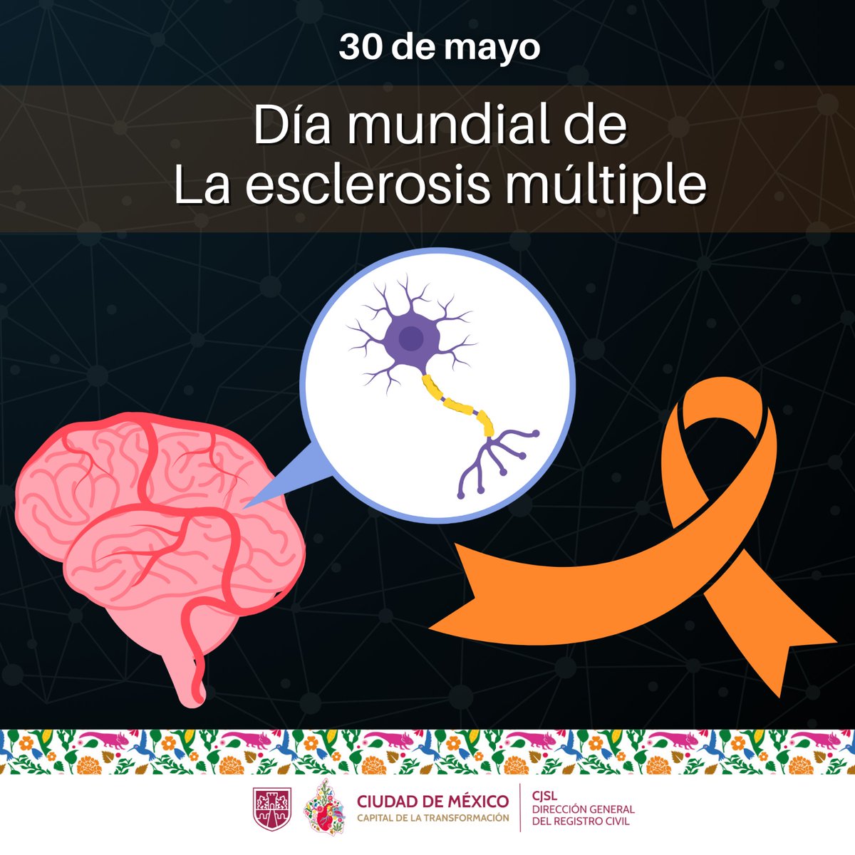 𝐃𝐢́𝐚 𝐌𝐮𝐧𝐝𝐢𝐚𝐥 𝐝𝐞 𝐥𝐚 𝐄𝐬𝐜𝐥𝐞𝐫𝐨𝐬𝐢𝐬 𝐌𝐮́𝐥𝐭𝐢𝐩𝐥𝐞
Se busca crear conciencia sobre esta enfermedad del sistema nervioso central que afecta principalmente a adultos jóvenes, especialmente mujeres.