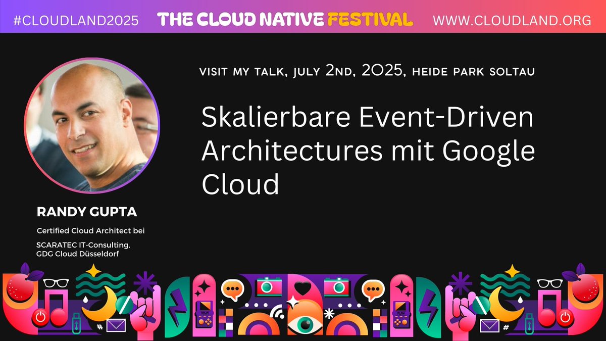 Randy Gupta erklärt auf der #CloudLand2025, wie Cloud Run und Pub/Sub von #Google #Cloud für skalierbare, ereignisgesteuerte Architekturen genutzt werden können, die flexibel auf Lastspitzen reagieren.➡️ scomp.ly/qNnO5ZO

Alle Infos &amp; Tickets ➡️ cloudland.org