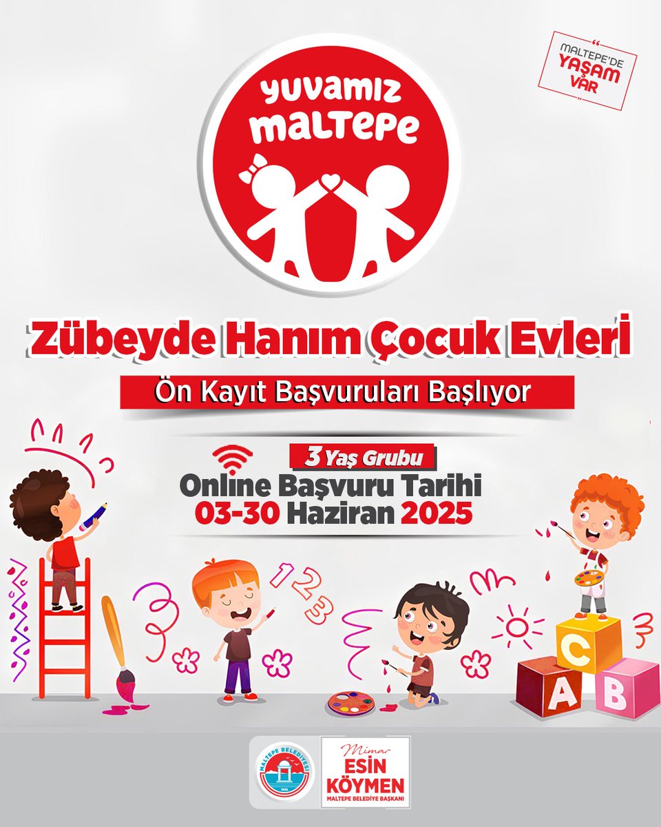 Minik Maltepeliler için Kayıt Zamanı! 👶🏻

Maltepeli çocuklar, eğitim hayatlarına ilk adımı #YuvamMaltepe ile atacak. Yuvamız Maltepe Zübeyde Hanım Gündüz Çocuk Evleri'nin 3 yaş grubu yeni dönem ön kayıtları başlıyor!

🔗 ebys.maltepe.bel.tr/ebelediye