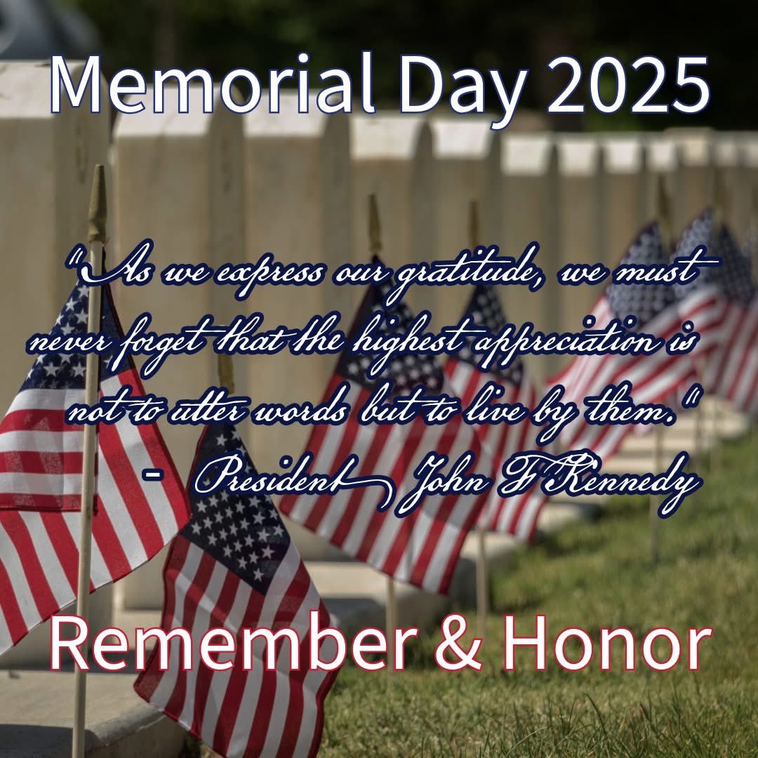 Today we remember those who made the ultimate sacrifice for our country. Please join us for the annual Memorial Day Parade followed by a ceremony at the War Memorial at Horseshoe Lake. The parade steps off at 10am and will go down Main St and Eyland Ave.