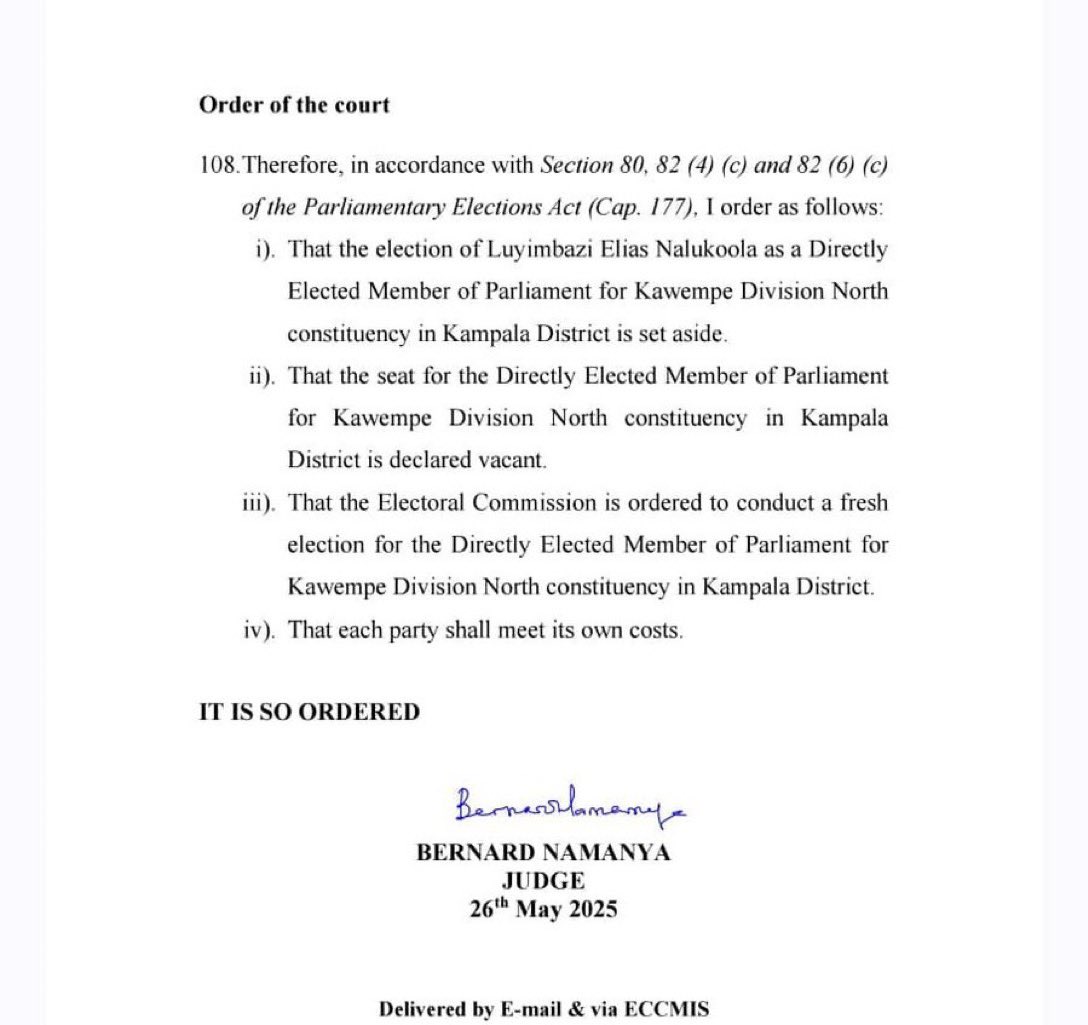 felexokoth456's tweet photo. #BREAKING : Ooh Uganda May God Uphold Thee. 
Am not a #ugandan by accident. Where on #Earth would you see this controversial ruling.
@EliasNalukoola #nullified win for Kawempe North constituency https://t.co/lgJPJC0CSZ