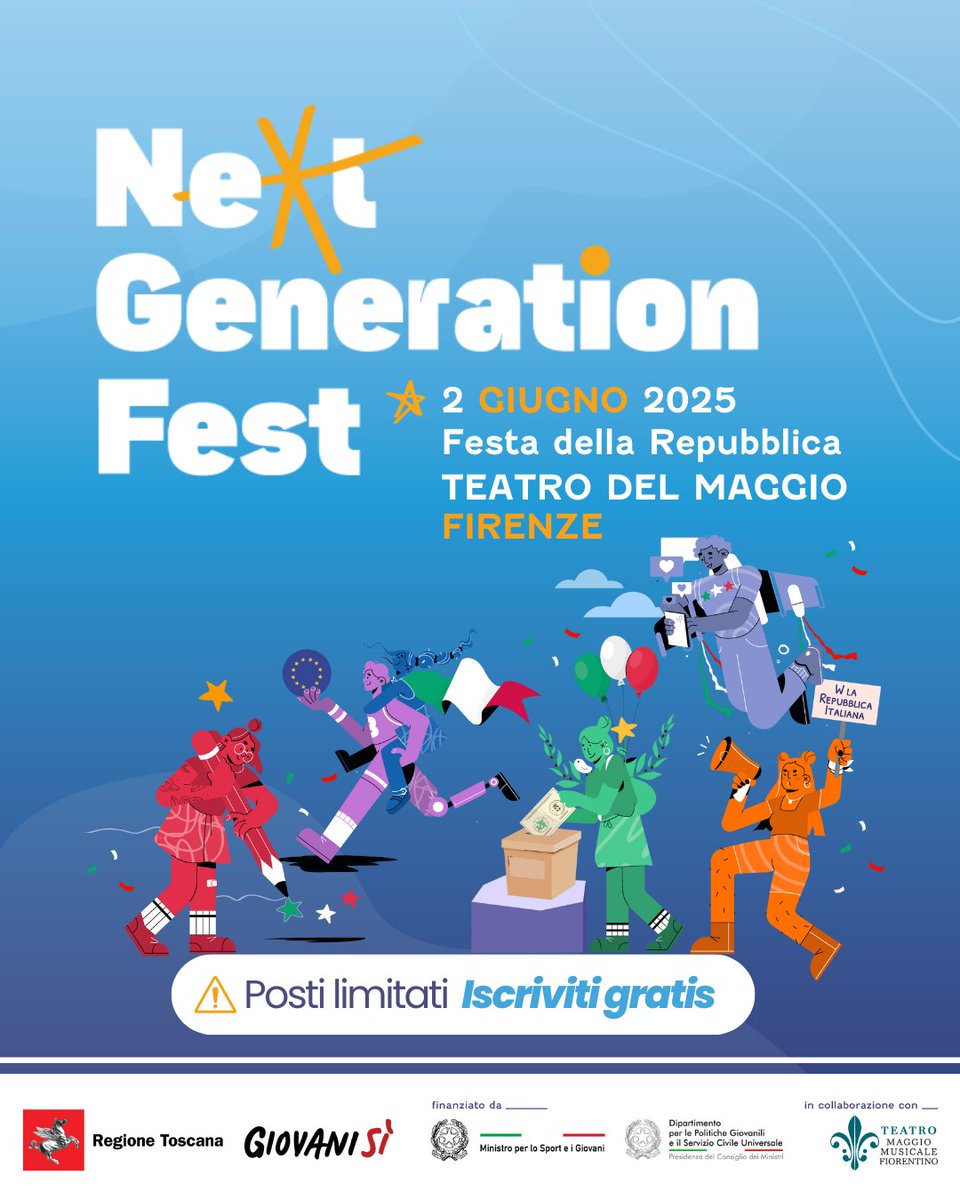 Europarl_IT's tweet photo. 🇪🇺 Il 2 giugno @europarl_it a Firenze al #NextGenerationFest con @europainitalia
🔍Vieni a scoprire idee e opportunità per i giovani! Festival dedicato a Gen Z e Gen Alpha,
🎟️ con il patrocinio del Parlamento europeo
👉 Iscriviti e partecipa: https://t.co/GkfzgSW002 https://t.co/n3QuTAih1Y