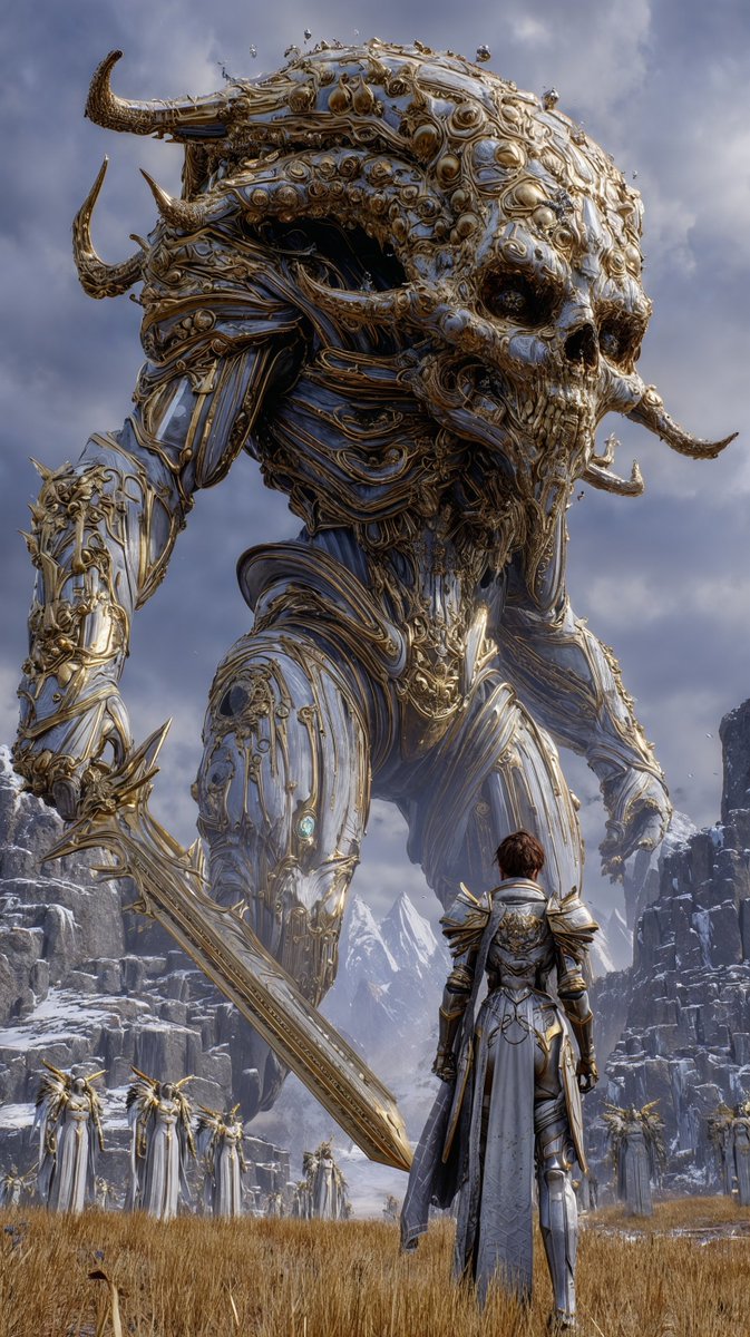 Dheepanratnam's tweet photo. ⚔️ Face of the Colossus
“Not all giants tower in strength
Some rise only to test our courage.”
#AIart #MidJourney #EpicFantasy #GiantBattle https://t.co/Z5qoDtBaTd