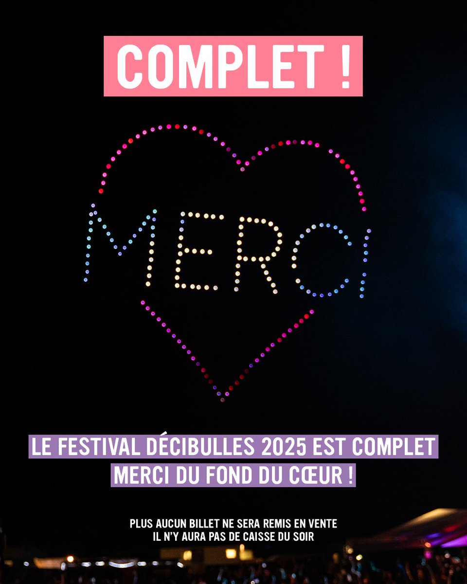 💖 MERCI ! LE FESTIVAL DÉCIBULLES 2025 EST COMPLET 💖

Pour la 4ème année consécutive Décibulles affiche COMPLET les 3 jours !

Merci pour votre fidélité, votre énergie et votre enthousiasme qui nous vont droit au cœur 🫶

#decibulles #decibulles2025