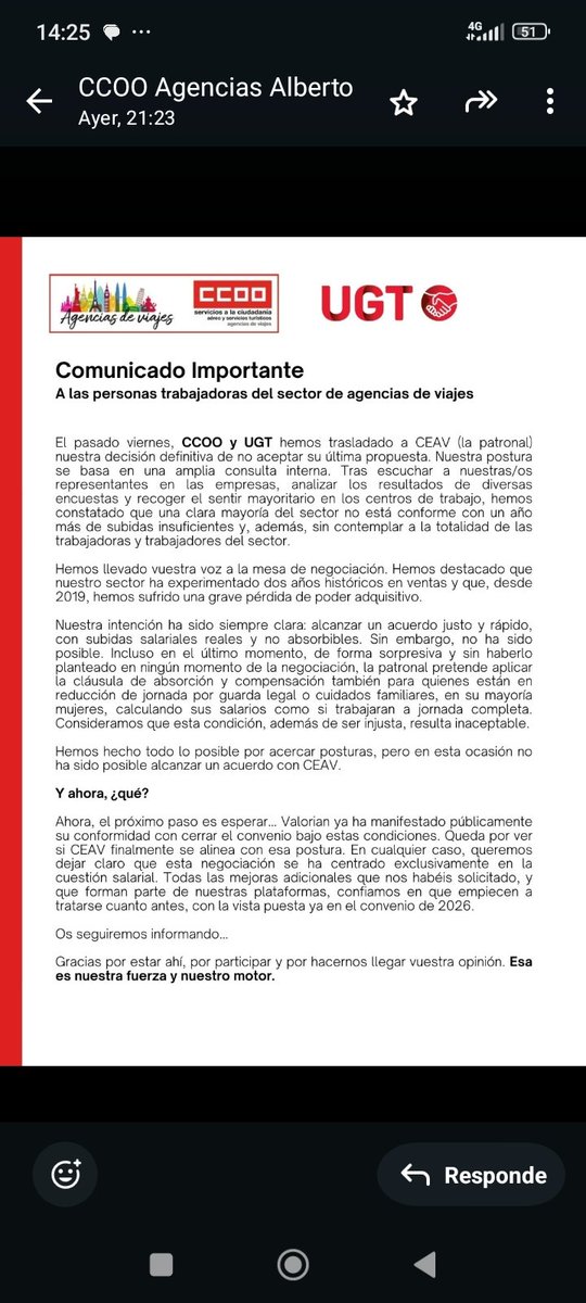 Comunicat <a href="/aereoccoo/">Sector Aéreo CCOO</a> <a href="/CCOOAgencias/">CCOOAgencias</a> <a href="/CCOOVecisa/">CCOO VECISA</a>
#Imprescindibles;)

 <a href="/CEAV_AAVV/">CEAV</a> <a href="/Valorianenred/">Valorian</a>