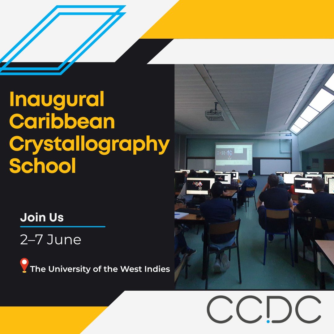CCDC Cambridge (@ccdc_cambridge) on Twitter photo We're excited to join the first Caribbean Crystallography School, 2–7 June! <a href="/UWImona/">The UWI Mona Campus</a>
Attendees will learn the basics of X-ray diffraction, techniques for growing and solving single-crystal structures, and preparing crystal structure data for publication.
ccdc-info.com/3Sel0nf We're excited to join the first Caribbean Crystallography School, 2–7 June! <a href="/UWImona/">The UWI Mona Campus</a>
Attendees will learn the basics of X-ray diffraction, techniques for growing and solving single-crystal structures, and preparing crystal structure data for publication.
ccdc-info.com/3Sel0nf