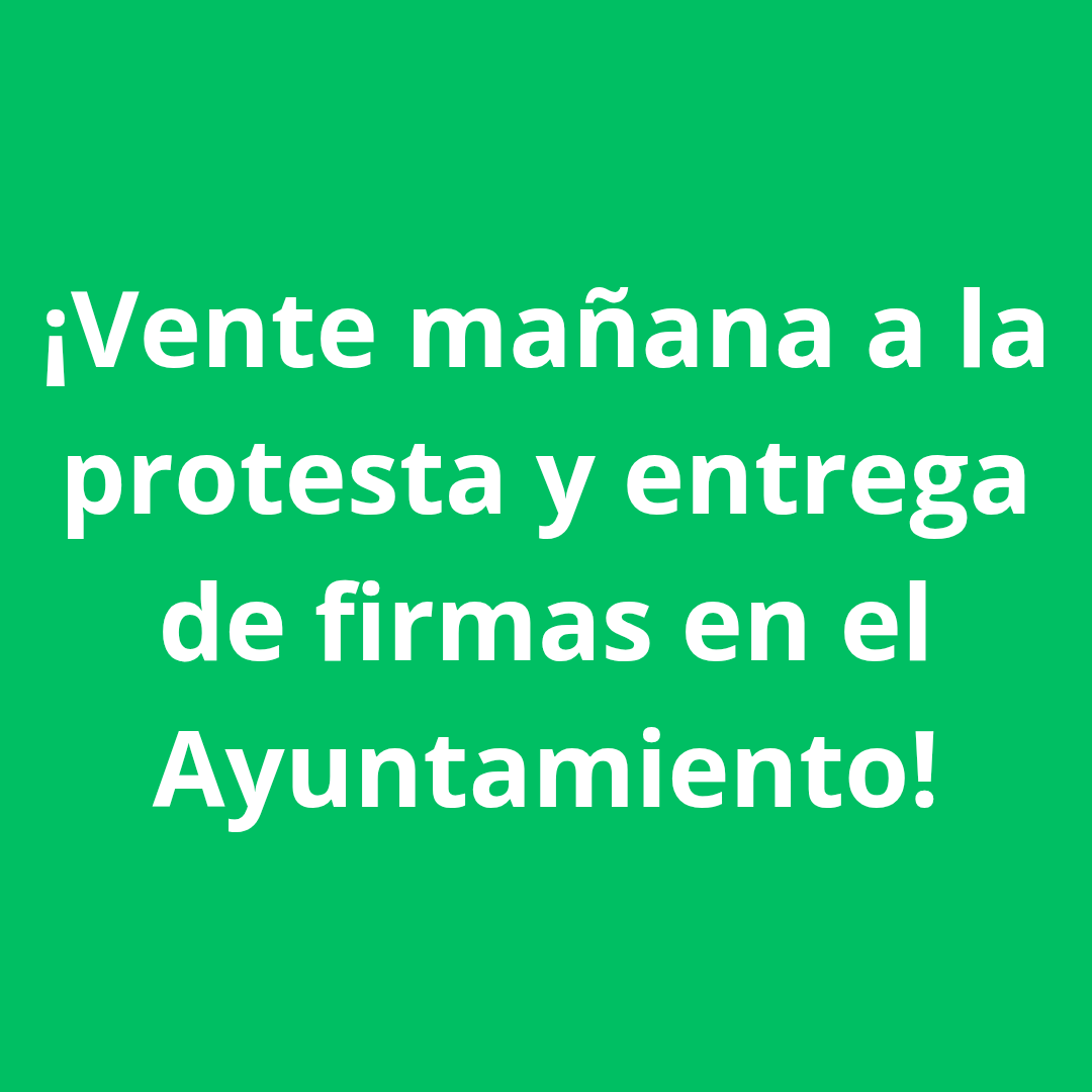 Vente mañana martes 27 a las 9:30 a la protesta en la puerta del Ayuntamiento para exigir que se ejecute el corredor verde una vez se soterren las vías del tren, y no una avenida llena de coches. También registraremos las más de 43.000 firmas conseguidas. 

¡Te esperamos!