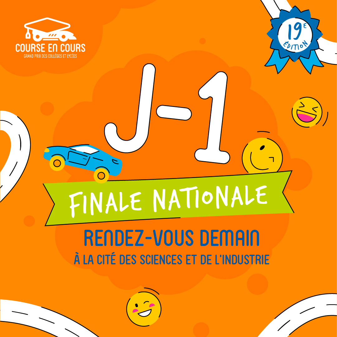 CourseEnCours's tweet image. [Save The Date] Ne manquez pas la #finale nationale de #CourseEnCours demain ! Rendez-vous à la 
@citedessciences de Paris la Villette dès 10h ! ⏰🌟 Prévoyez un bon petit déjeuner pour être au top toute la journée ! 🚀