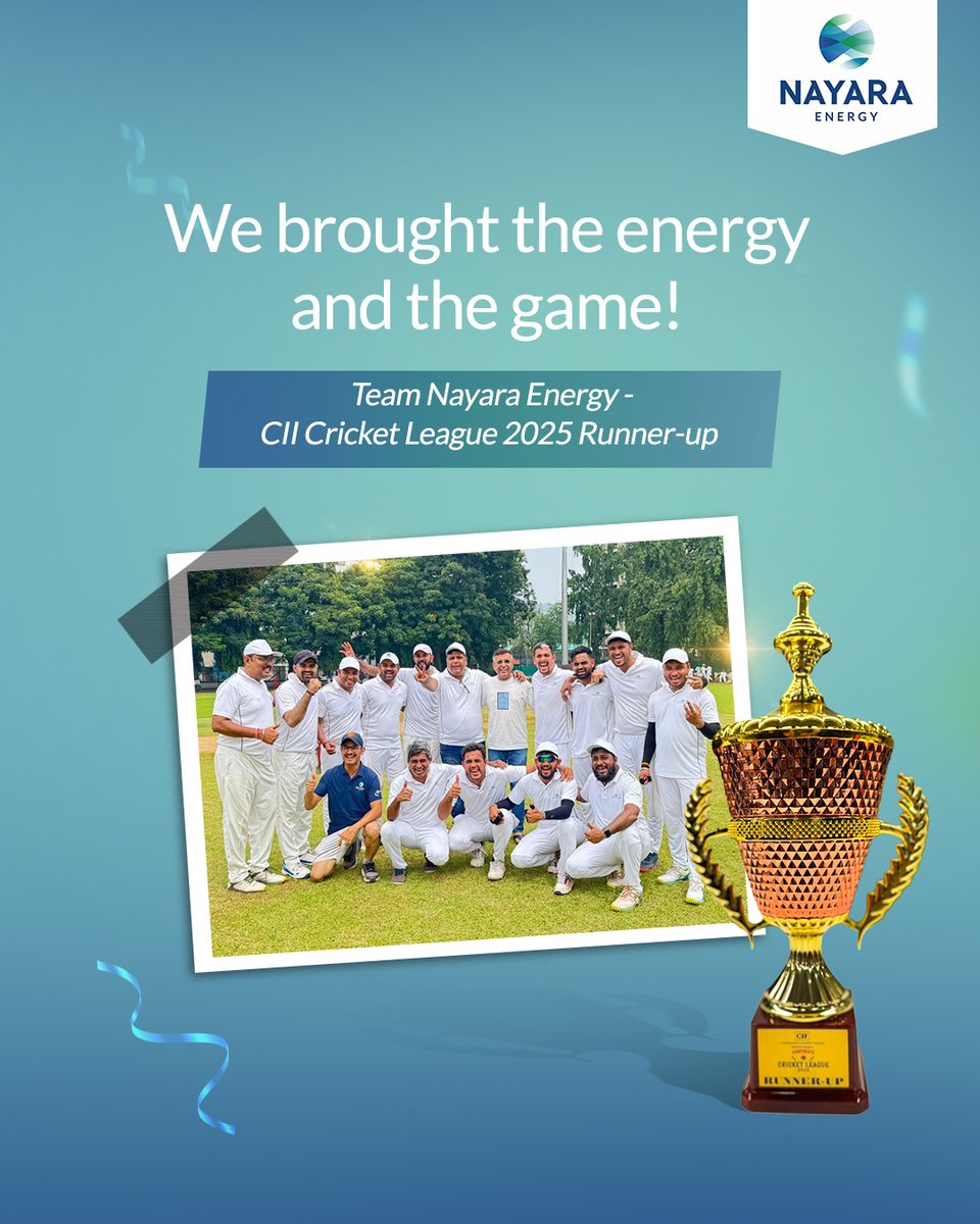 Who says work and play don’t mix? The CII Corporate Cricket League 2025 proved otherwise! Huge shoutout to Team Nayara Energy for finishing as runner-up with stellar teamwork and spirit. Here’s to the passion that brought us together!
#CIICorporateCricketLeague2025 #NayaraEnergy