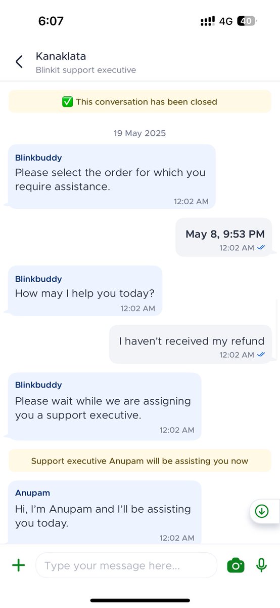 RohanBhutra's tweet photo. @letsblinkit On 19th may u told it would be refunded in 3 days it been 26 already 
The order was placed on 8th may 2025 https://t.co/jDGwLIPqDO