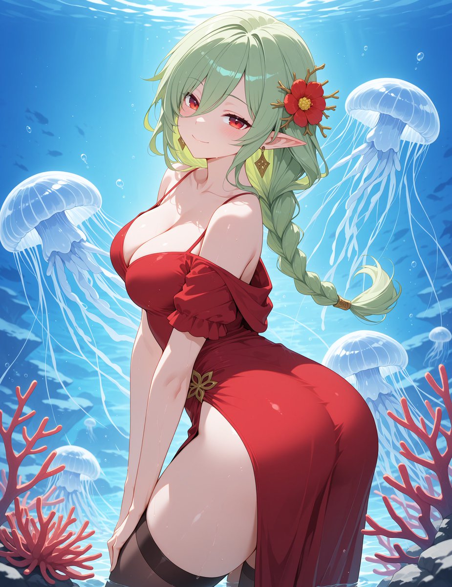 _ice_maker's tweet image. Ella Kaster:”Hi, what do you think about jellyfish? I’ve heard a lot about them lately so I thought I’d look at them up close, they’re particular creatures, dangerous and also fascinating, luckily I have magic with for their poison eh eh”

#aiart #aiartwork #aiartists #character