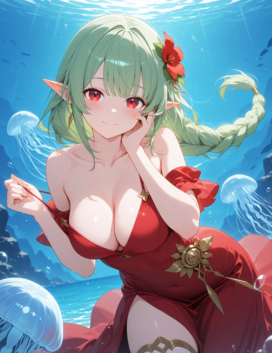 _ice_maker's tweet image. Ella Kaster:”Hi, what do you think about jellyfish? I’ve heard a lot about them lately so I thought I’d look at them up close, they’re particular creatures, dangerous and also fascinating, luckily I have magic with for their poison eh eh”

#aiart #aiartwork #aiartists #character