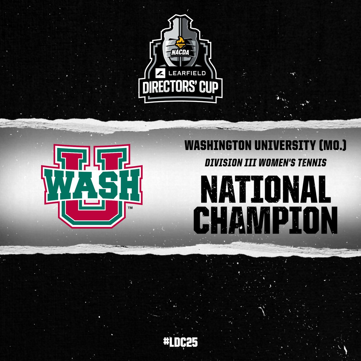 Learfield Directors' Cup (@ldirectorscup) on Twitter photo Congratulations to <a href="/WASHUBears/">WashU Bears</a> for claiming the 2025 NCAA Division III Women's Tennis National Championship! First in program history! #LDC25 Congratulations to <a href="/WASHUBears/">WashU Bears</a> for claiming the 2025 NCAA Division III Women's Tennis National Championship! First in program history! #LDC25