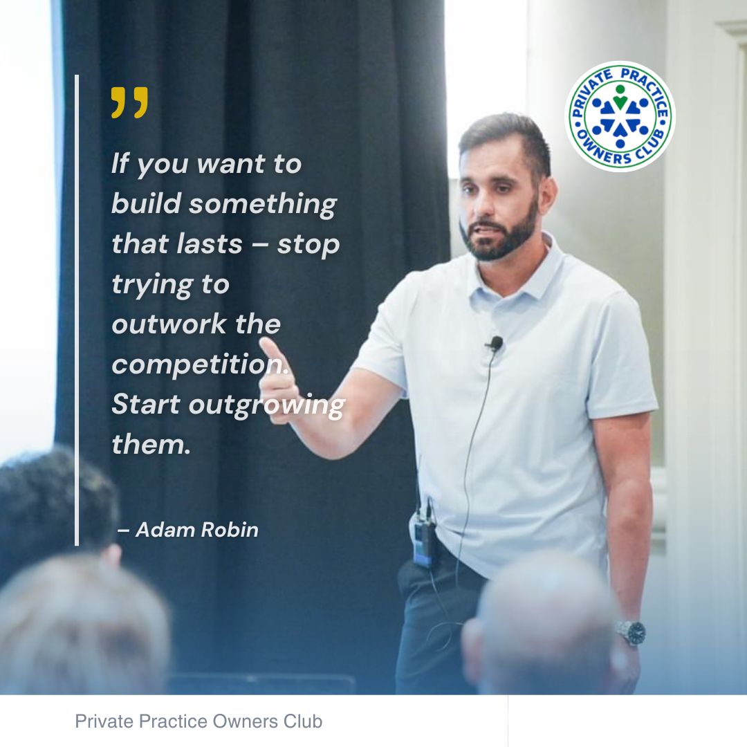 What happens when 5 clinics open next to yours?

In 2019, I was unprepared. 
No systems. Just hustle.
Then the competition showed up.

I had 2 choices: evolve or get crushed.
I chose to grow.

Want to level up?
📍go.ppoclub.com/linktree-podca…

#PPOClub #Ownership #PrivatePractice