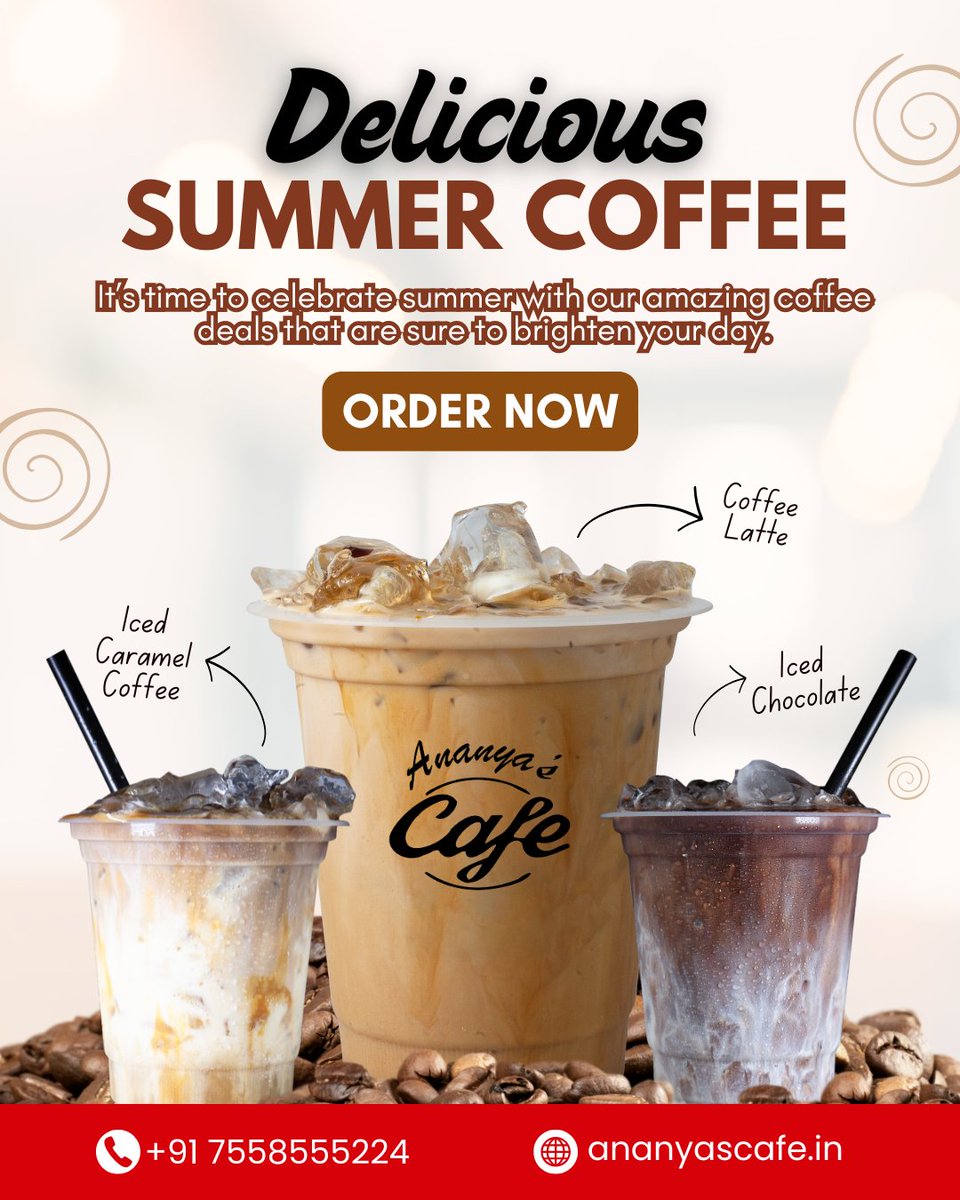 ananyascafe's tweet photo. ☀️ Beat the Heat with Our Summer Sips! ☕❄️
Cool down and perk up with our refreshing iced delights:
���� Visit Ananya’s Café or
📞 Call: +91 7558555224
🌐 Order online: https://t.co/hE3hyZiVqA
#SummerCoffee #IcedCoffeeLove #AnanyasCafe #CoffeeLovers #BeatTheHeat #CoolSipVibes https://t.co/jGIRrlYUlr