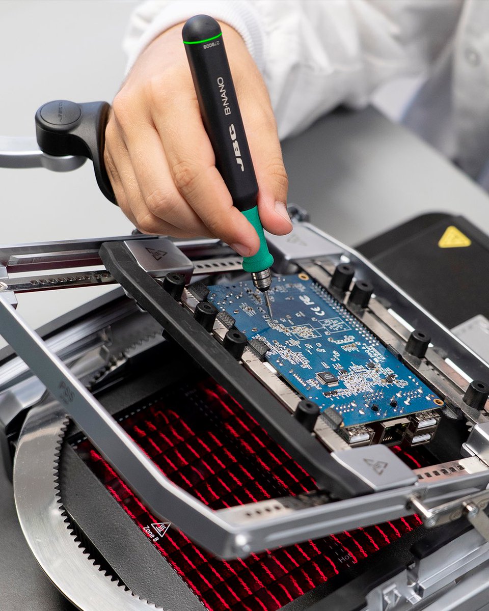 JBCTools's tweet image. Achieve maximum soldering quality with our #Multiaxis #Rework #Bench – the ultimate solution combining three critical features:
 
- Consistent Heating &amp;amp; Thermal Shock Prevention
- Optimized Workflow &amp;amp; Precise PCB Handling 
- Enhanced Stability &amp;amp; Comfort 
 
jbctools.com/rbsm-multiaxis…