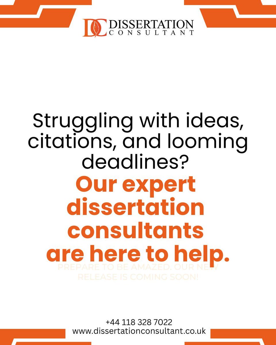 Dissertation Consultant (@dissertation016) on Twitter photo Feeling overwhelmed by ideas, citations, and tight deadlines? Let our expert guide you to success
Website: dissertationconsultant.co.uk
Email: info@dissertationconsultant.co.uk
#DissertationHelp #Lastminutehelp #ThesisSupport #AcademicRescue #WriteMyThesis #StudySmart #DeadlineHelp Feeling overwhelmed by ideas, citations, and tight deadlines? Let our expert guide you to success
Website: dissertationconsultant.co.uk
Email: info@dissertationconsultant.co.uk
#DissertationHelp #Lastminutehelp #ThesisSupport #AcademicRescue #WriteMyThesis #StudySmart #DeadlineHelp