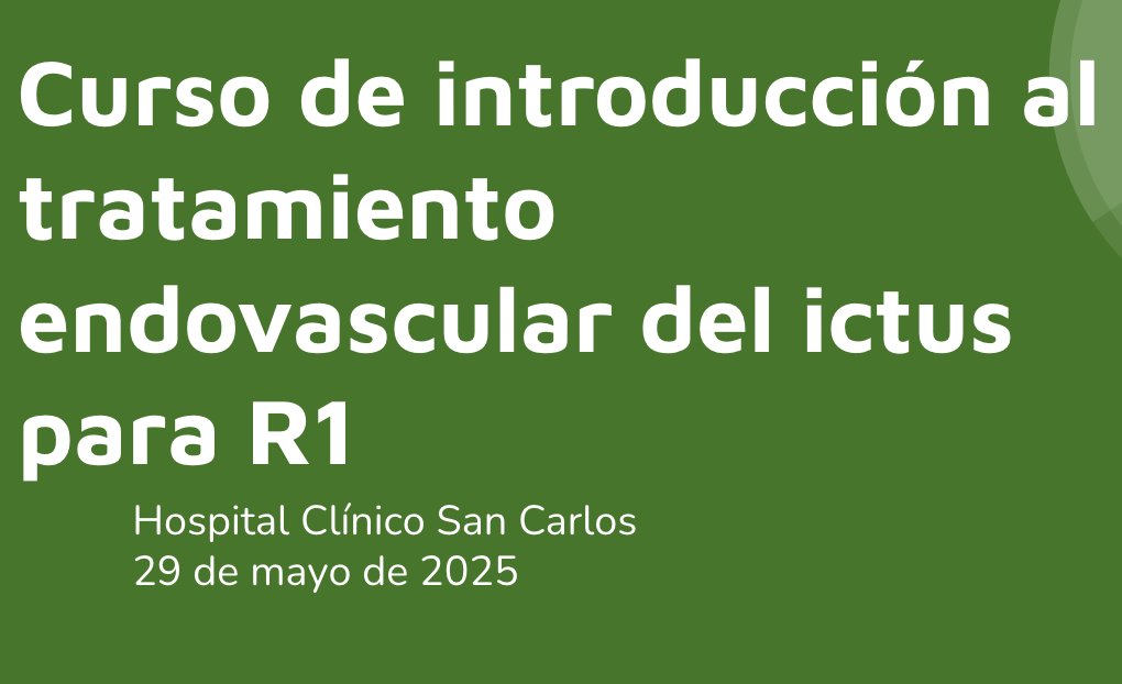 📢 ¡Atención R1 y R2 de Radiodiagnóstico y Neurología!

🗓 29 de mayo de 2025
📍 Hospital Clínico San Carlos – Aula Prof. Pedrosa
🕓 De 16:30 a 21:00
🍽 Cena gratis incluida
📌 Inscríbete aquí: forms.gle/ksCcZksY3pPDuL…
¡Plazas limitadas!