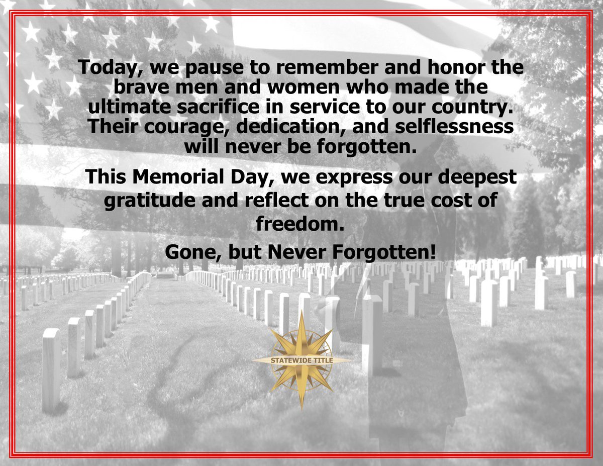 StatewideTitle's tweet photo. Honoring our Heroes, today and everyday! 🇺🇸 #HonorAndRemember #ThankYouForYourService https://t.co/H7UZJEUBnN