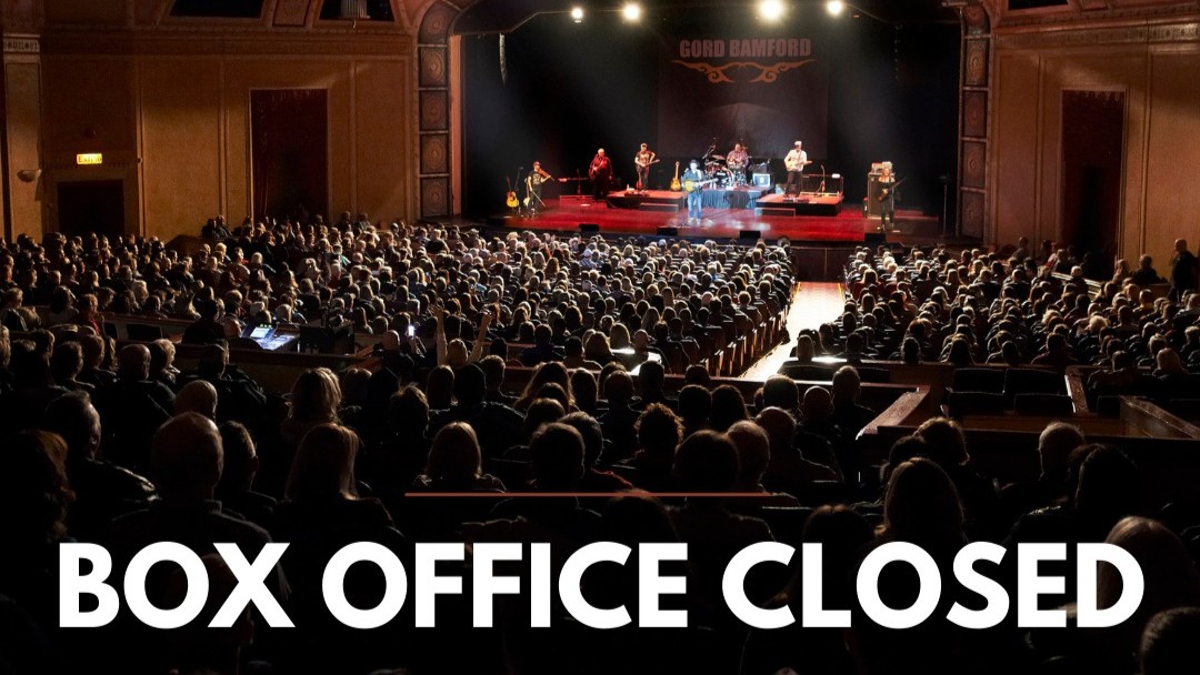 Please note the Sanderson Centre Box Office is closed today for in-person service.

Telephone and online ticketing is available at sandersoncentre.ca and 519-758-8090. The Box Office will resume regular hours tomorrow from noon to 5 p.m.