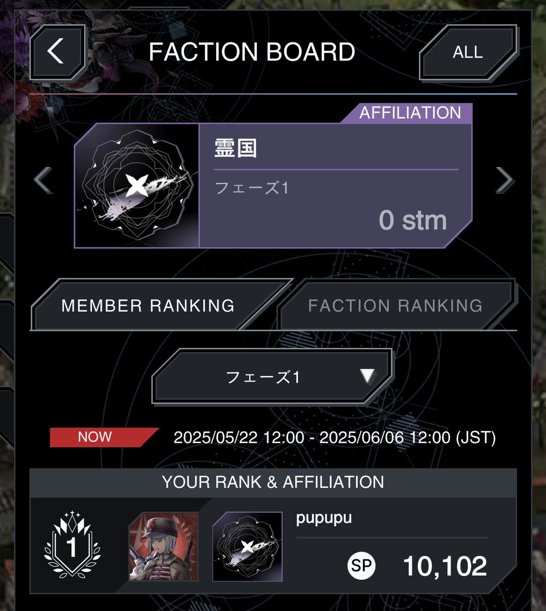 #SYMBIOGENESIS ステラウォーズ フェーズ1おつかれさまでした〜✨️
武国強すぎじゃろー:(∩´｡ω゜`∩):

我が霊国は…ぷぷぷの1強体制では最早足元にも及ばず⊂⌒~⊃｡Д｡)⊃

でもちゃっかりDAY5のオークション権利は獲得しました👏