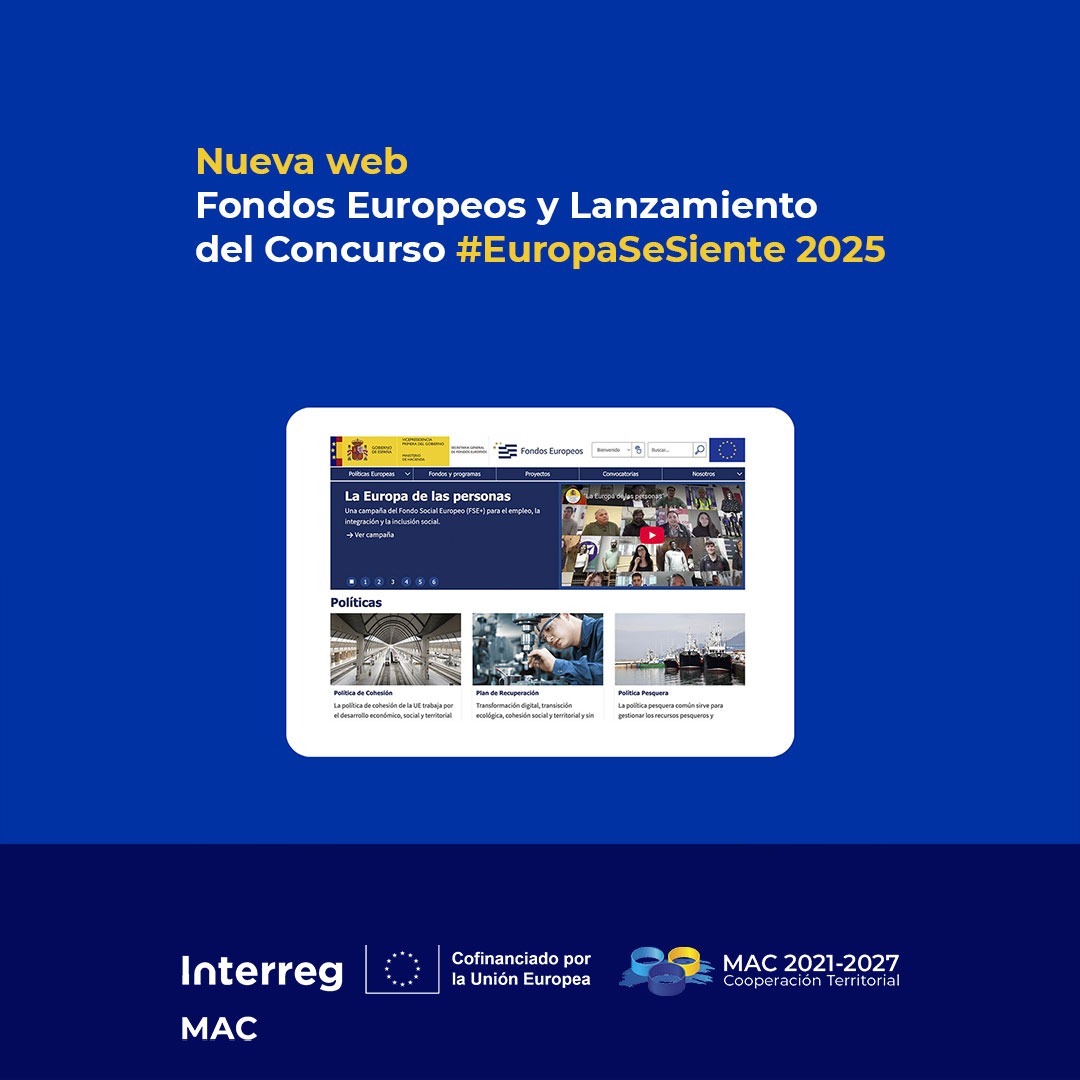 📷 Nueva web de Fondos Europeos y lanzamiento del concurso #EuropaSeSiente 2025 y abierto el plazo para participar en el concurso #EuropaSeSiente 2025
𝐓𝐨𝐝𝐚 𝐥𝐚 𝐢𝐧𝐟𝐨𝐫𝐦𝐚𝐜𝐢ó𝐧  📷 interregmac.org/nueva-web-de-f…
#interreg #interregmac
