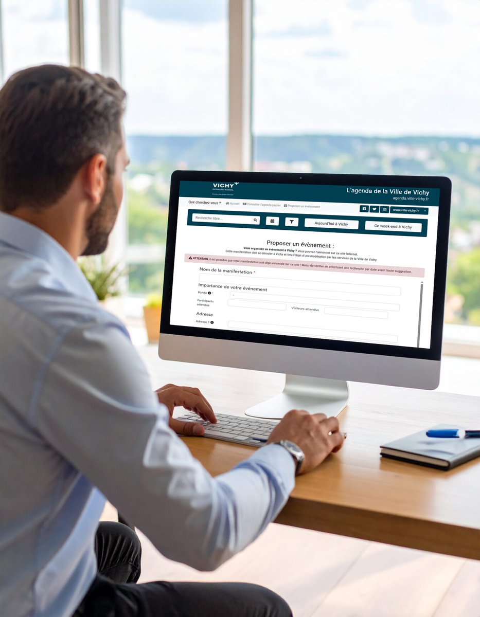 [#Événement] 📣 𝐕𝐨𝐬 𝐞́𝐯𝐞̀𝐧𝐞𝐦𝐞𝐧𝐭𝐬 𝐨𝐧𝐭 𝐥𝐞𝐮𝐫 𝐩𝐥𝐚𝐜𝐞 𝐝𝐚𝐧𝐬 𝐥'𝐚𝐠𝐞𝐧𝐝𝐚 𝐝𝐞 𝐥𝐚 𝐕𝐢𝐥𝐥𝐞 !
Culture, sport, vie locale… Proposez-les ici ➡ agenda.ville-vichy.fr/proposer