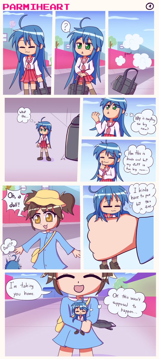 Parmiheart's tweet photo. Forgot to post this here
Commission for ShrinkingGirls (Deviantart)
featuring Konata from Lucky Star

Thanks for your support! : D https://t.co/2OhPfWarhM