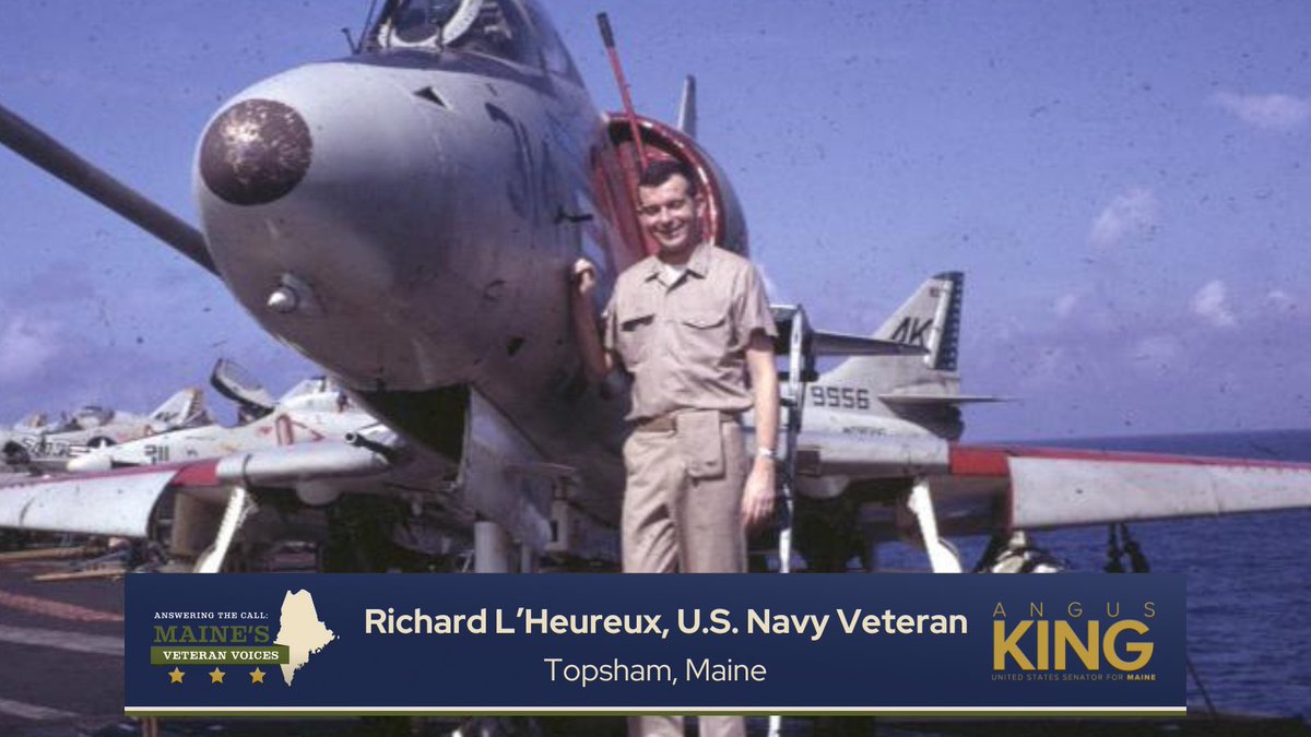 Senator Angus King (@senangusking) on Twitter photo In honor of Memorial Day, I sat down with Navy Vietnam War veteran Richard L'Heureux. His story of courageous service is now a part of the <a href="/librarycongress/">Library of Congress</a> Veterans History Project where it will serve as inspiration for future generations.
Watch here âĄď¸ sen.gov/906M8 In honor of Memorial Day, I sat down with Navy Vietnam War veteran Richard L'Heureux. His story of courageous service is now a part of the <a href="/librarycongress/">Library of Congress</a> Veterans History Project where it will serve as inspiration for future generations.
Watch here âĄď¸ sen.gov/906M8